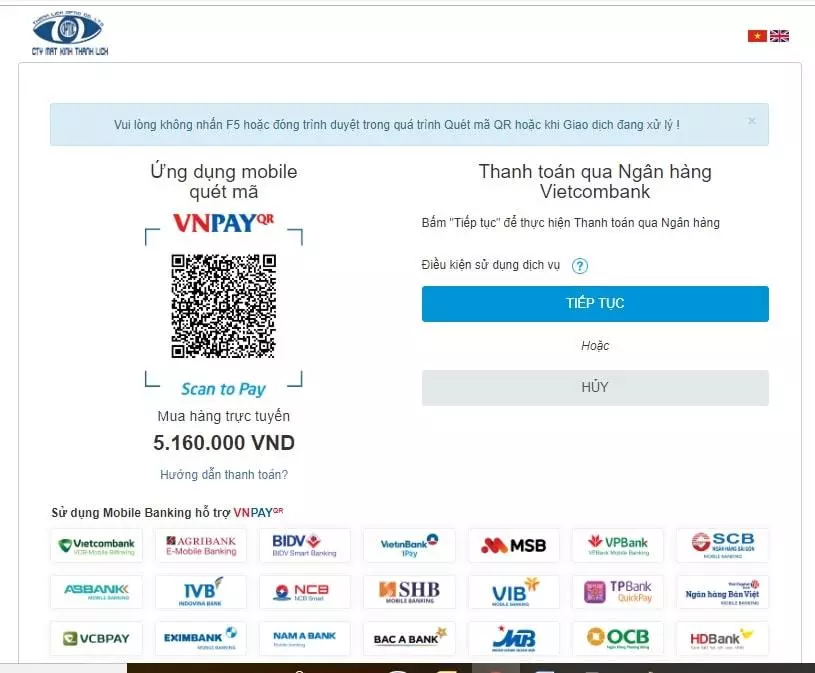 thanh toán qua tài khoản Vietcombank
