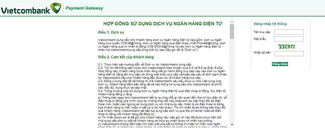 Internet banking vietcombank