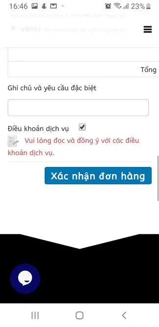 Xác nhận phương thức thanh toán 