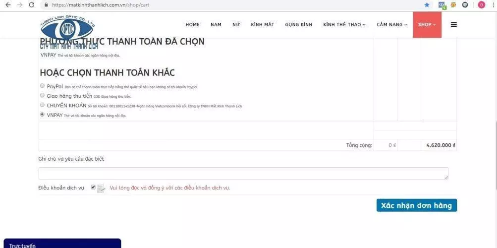 Xác nhận lại đơn hàng 