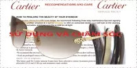 HƯỚNG DẪN SỬ DỤNG VÀ CHĂM SÓC KÍNH CARTIER